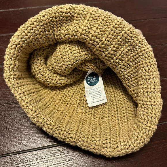 Tan Love Your Melon cuffed beanie with brown patch - Picture 6 of 6